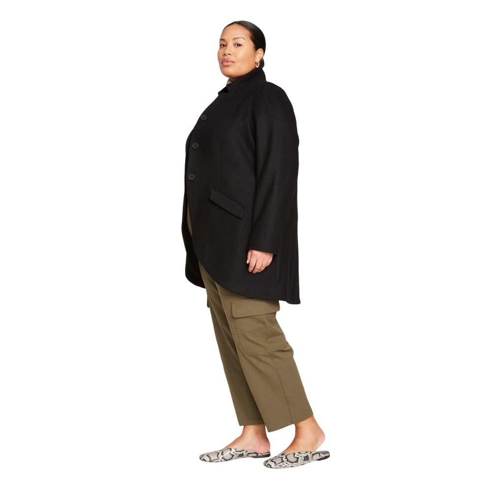 NWT Universal Standard Beas Coat Women's‎ Black 2XS/6-8/Medium Black Wool Preppy